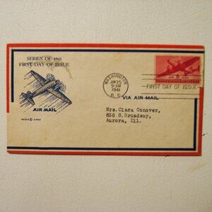 Air mail envelope and stamp dated 6-25-1941 6 cent stamp